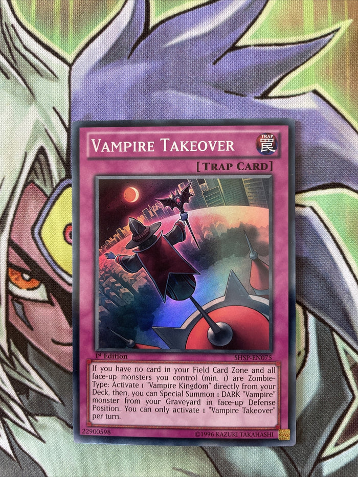 SHSP-EN075 Vampire Takeover Super Rare 1st Edition Yugioh Card Near Mint Conditi