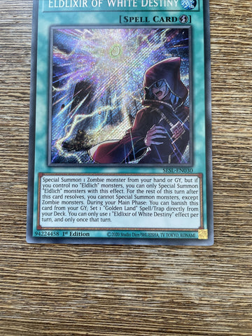 SESL-EN030 ELDLIXIR OF WHITE DESTINY Secret Rare 1st Edition YuGiOh Card (back)