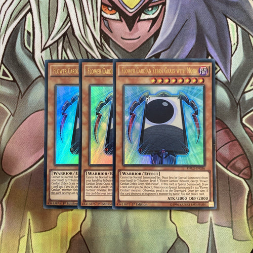 DRL3-EN036 x3 Flower Cardian Zebra Grass with Moon Ultra Excellent Yugioh