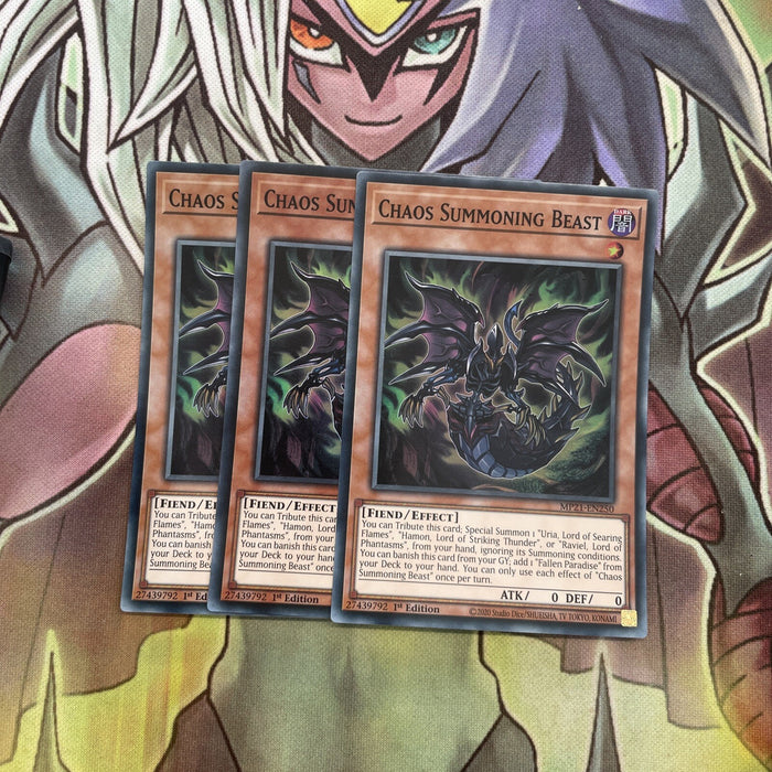 MP21-EN250 x3 Chaos Summoning Beast Super Rare Excellent Conditon Yugioh