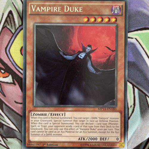 MP14-EN180 Vampire Duke Rare 1st Edition Near Mint Condition Yugioh Card