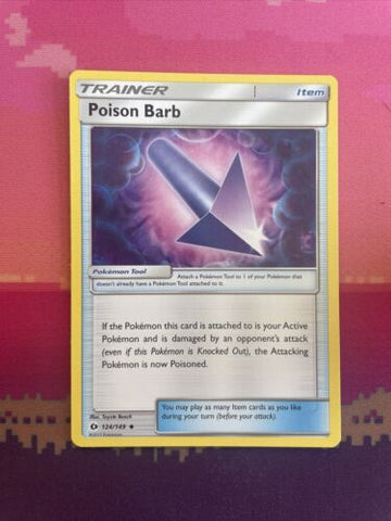 Pokemon Card Poison Barb Sun & Moon Uncommon 124/149 Near Mint