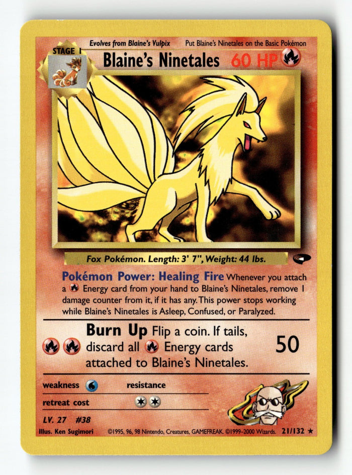 Pokemon Card Blaine's Ninetales Unlimited LP Gym Challenge 021/132