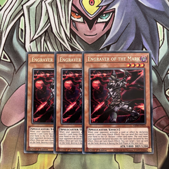 GEIM-EN059 x3 Engraver of the Mark Rare Excellent Condition Yugioh