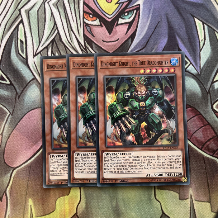FIGA-EN054 x3 Dinomight Knight, the True Dracofighter Super Excellent Yugioh
