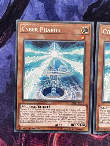 LED3-EN013 Yugioh 3x Rare Cyber Pharos 1st Edition (NM) (back)