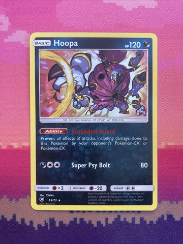 Pokemon Card Hoopa Shining Legends Holo Rare 55/73 Near Mint