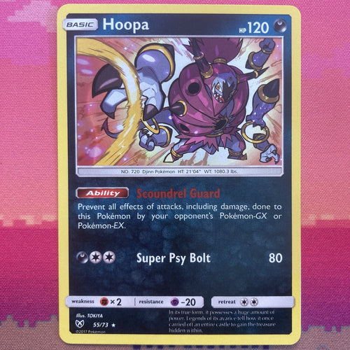 Pokemon Card Hoopa Shining Legends Holo Rare 55/73 Near Mint