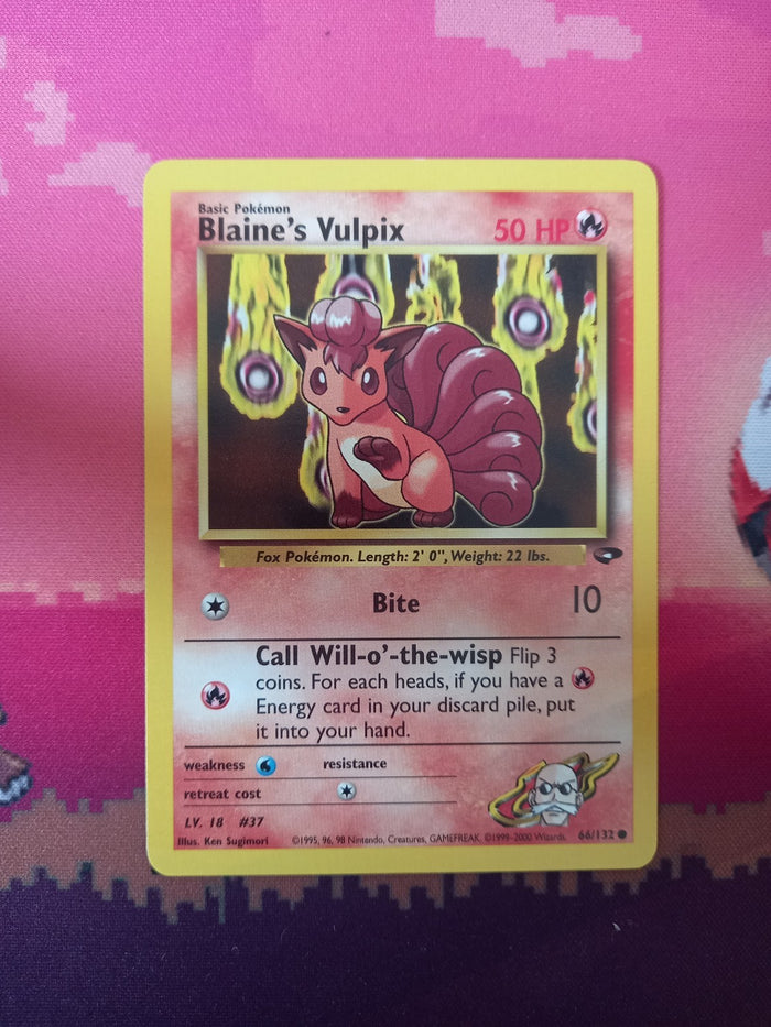 Pokemon Card Blaine's Vulpix Gym Challenge Common 66/132 Near Mint
