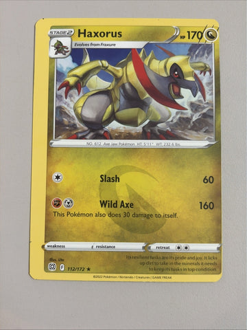 Pokemon Haxorus Brilliant Stars MISPRINT ALIGNMENT DOT Light Play