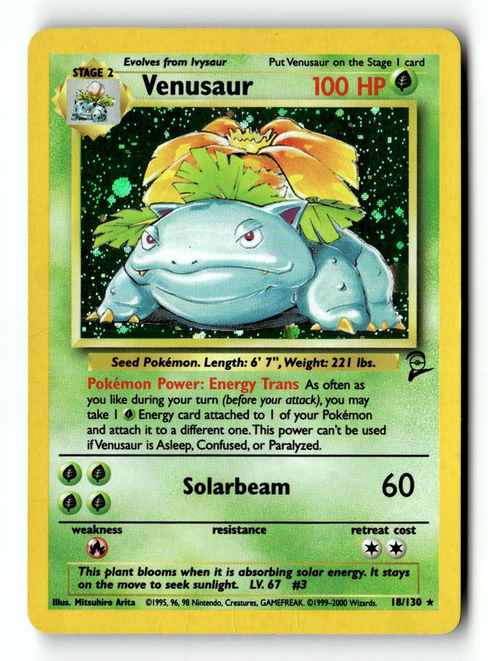 Pokemon Card Venusaur Bsae Set 2 Holo Rare 18/130 Light Play