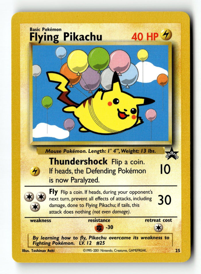 Pokemon Card Flying Pikachu WOTC Black Star Promo 25 Light Play