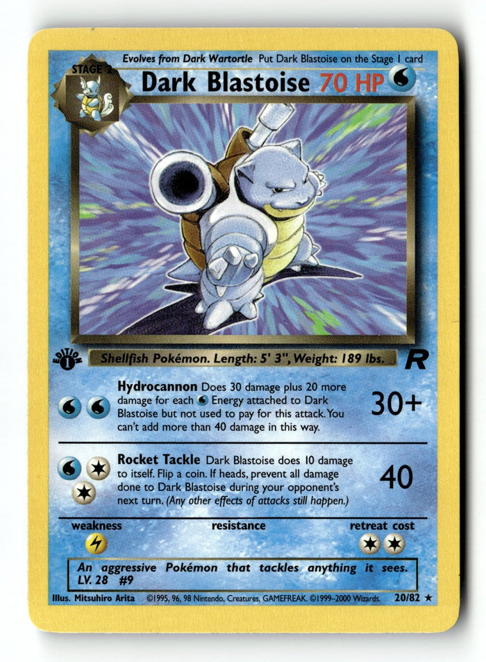 Pokemon Card Dark Blastoise Team Rocket 1st Edition Light Play