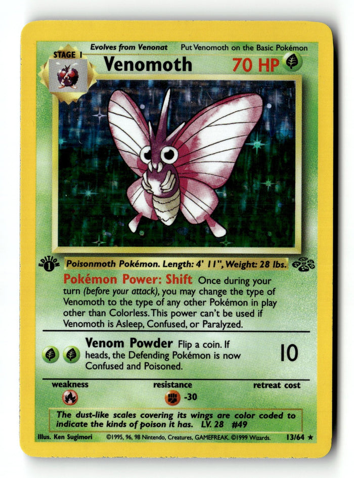 Pokemon Card Venomoth Jungle 1st Edition Holo Rare 13/64 Light Play