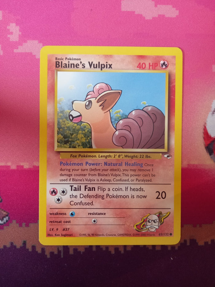 Pokemon Card Blaine's Vulpix Gym Heroes Common 65/132 Near Mint