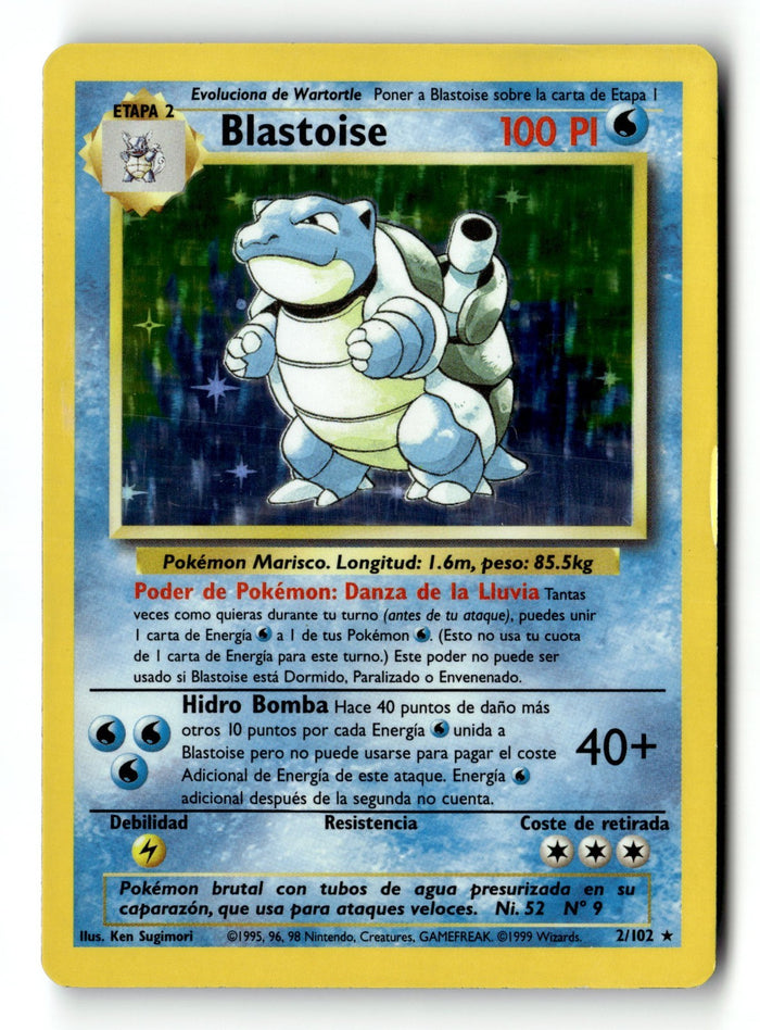 Pokemon Card Blastoise Base Set Holo Rare ITALIAN 2/102 Moderate Play