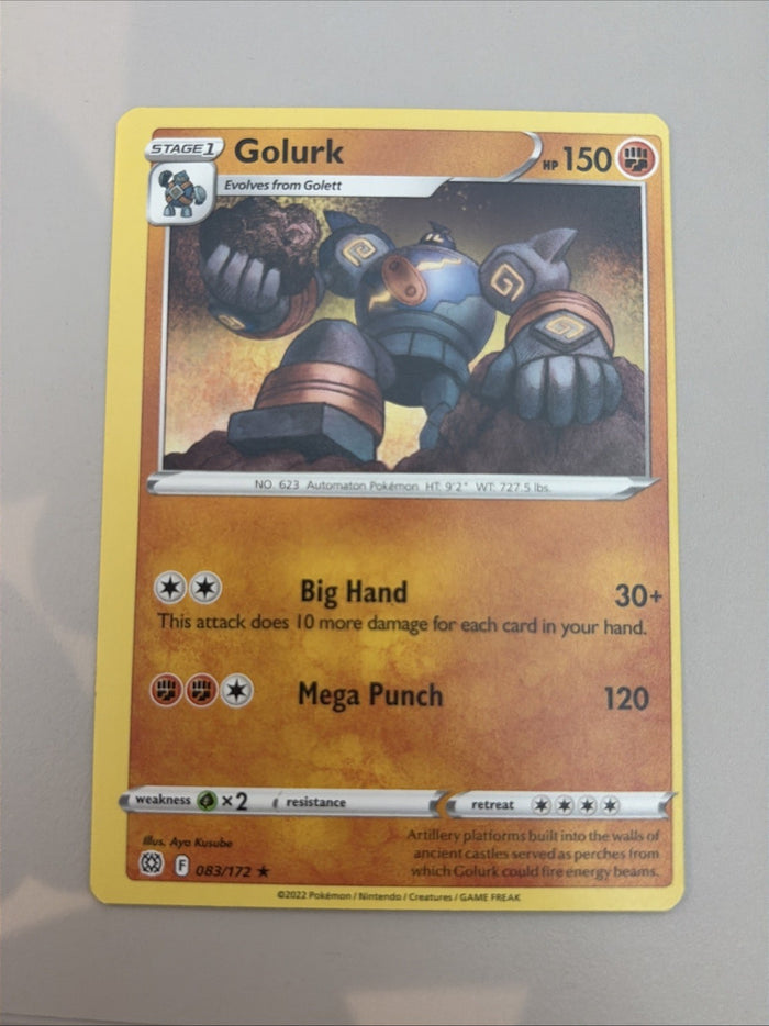 Pokemon Card Golurk Brilliant Stars 083/172 MISCUT Misprint Near Mint