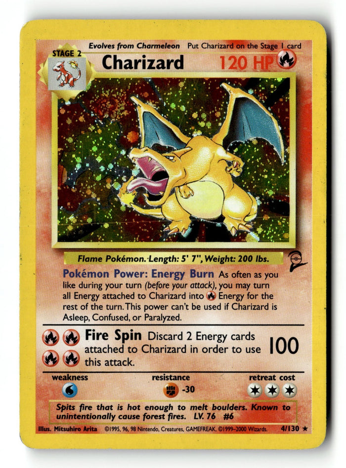 Pokemon Card Charizard Base Set 2 Holo Rare 4/130 Light Play