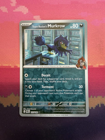 Pokemon Card Team Rocket's Murkrow Destined Rivals Reverse Holo 127/182 NM