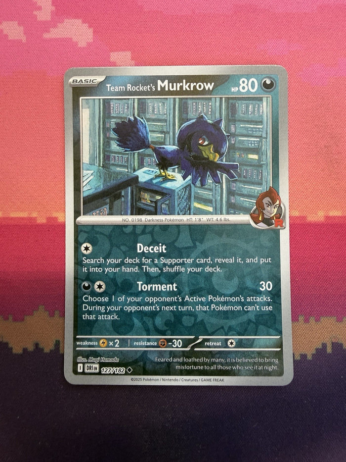 Pokemon Card Team Rocket's Murkrow Destined Rivals Reverse Holo 127/182 NM