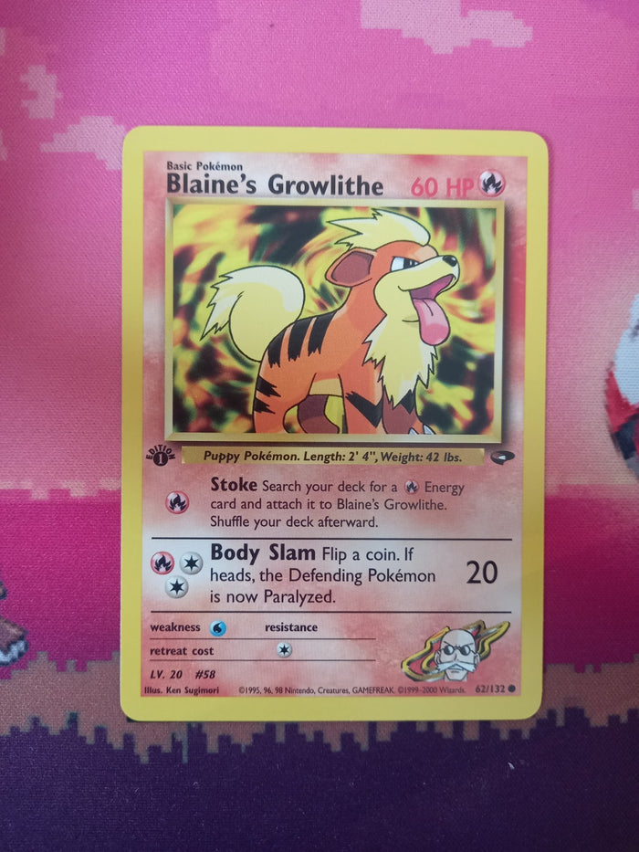 Pokemon Card Blaine's Growlithe Gym Challenge 1st Edition Common 62/132 NM