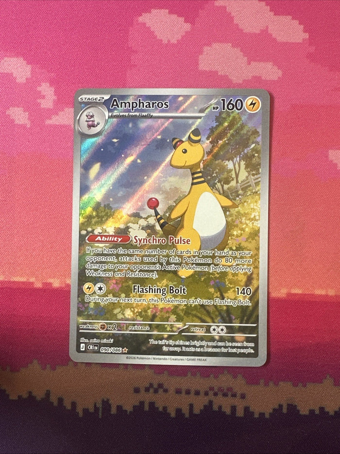 Pokemon Ampharos Chaos Rising Illustration Rare 090/086 Near Mint