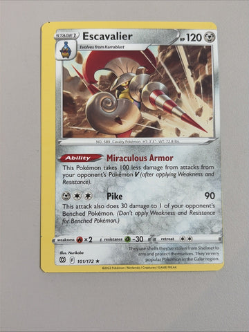 Pokemon Escavalier Brilliant Stars MISPRINT ALIGNMENT DOT Light Play