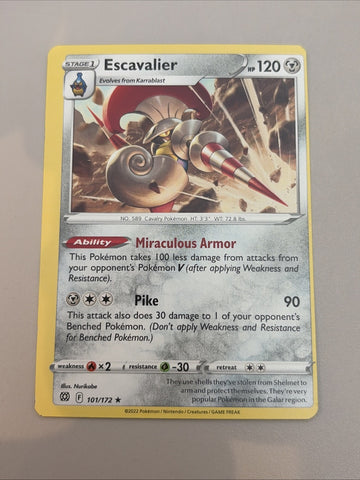 Pokemon Card Escavalier Brilliant Stars 101/172 MISCUT Misprint Near Mint