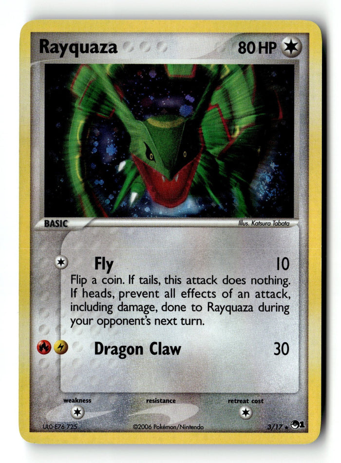 Pokemon Card Rayquaza Pop Series 1 Holo Rare 3/17 Light Play