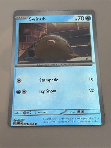 Pokemon Card Swinub MISCUT 023/094 Reverse Holo NM PINK ACE SPEC TOP Alignment (back)