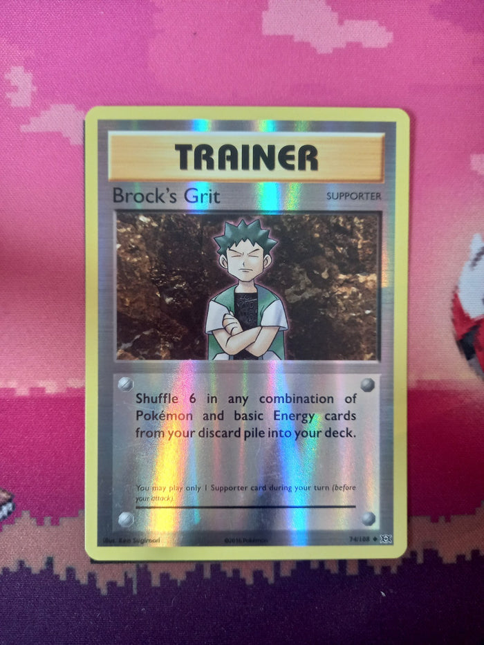 Pokemon Card Brock's Grit Evolutions Reverse Holo 74/108 Near Mint