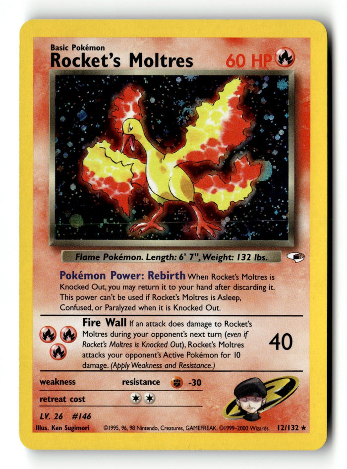 Pokemon Card Rocket's Moltres Gym Heroes Holo Rare 12/132 Near Mint