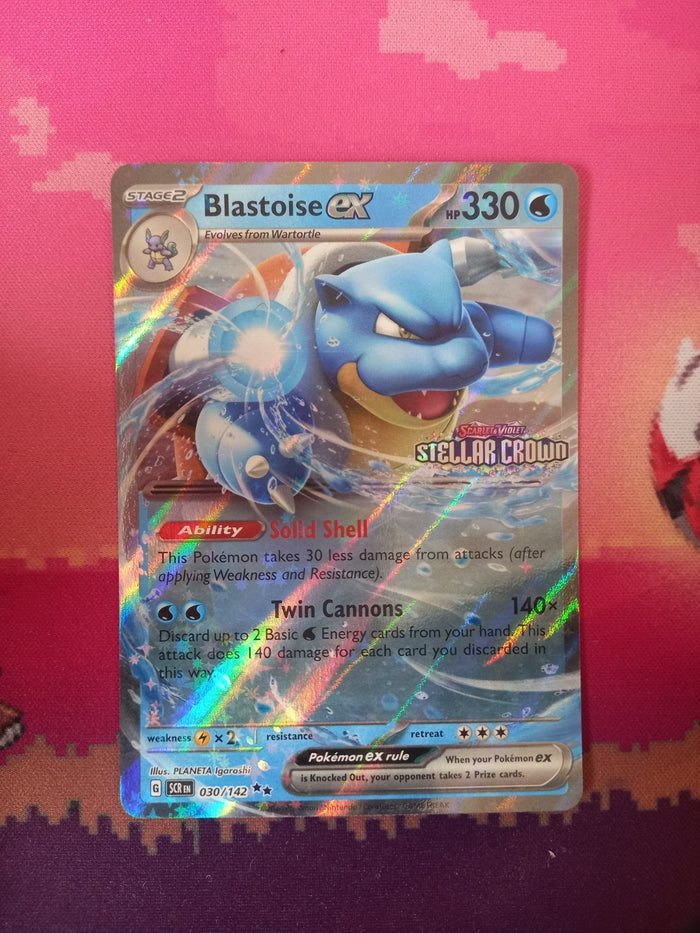 Pokemon Card Blastoise ex Stellar Crown STAMPED 030/142 Near Mint