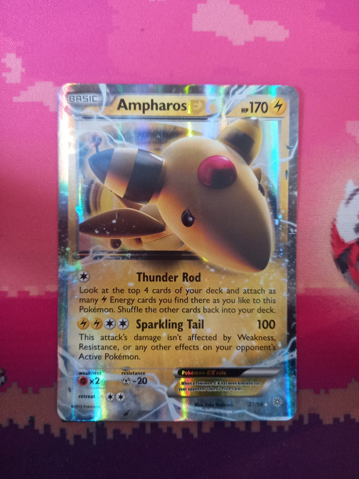 Pokemon Card Ampharos EX 27/98 Ultra Rare Steam Siege Near Mint