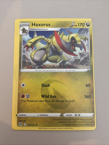 Pokemon Card Haxorus Brilliant Stars 112/172 MISCUT Misprint Near Mint