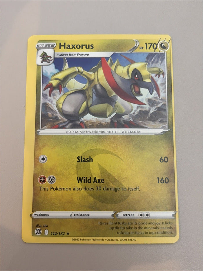 Pokemon Card Haxorus Brilliant Stars 112/172 MISCUT Misprint Near Mint