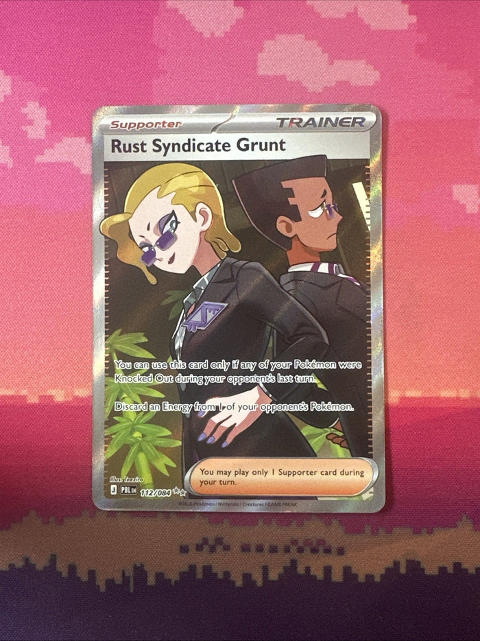 Pokemon Rust Syndicate Grunt Pitch Black Double Rare 112/084 Near Mint