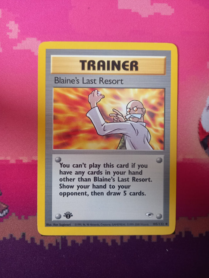 Pokemon Card Blaine's Last Resort Gym Heroes 1st Edition Uncommon 105/132 NM
