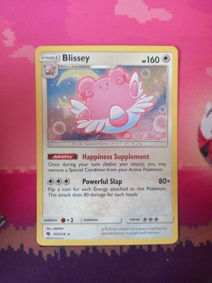 Pokemon Card Blissey Lost Thunder Cosmo Holo Rare 153/214 Near Mint