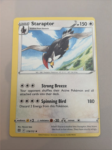 Pokemon Card Staraptor Brilliant Stars 119/172 MISCUT Misprint Near Mint