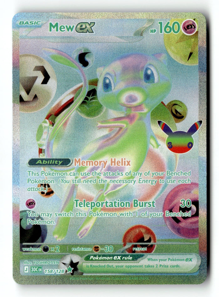 Pokemon Card Mew ex 158/128 Futuristic Rare 30th Celebration Near Mint