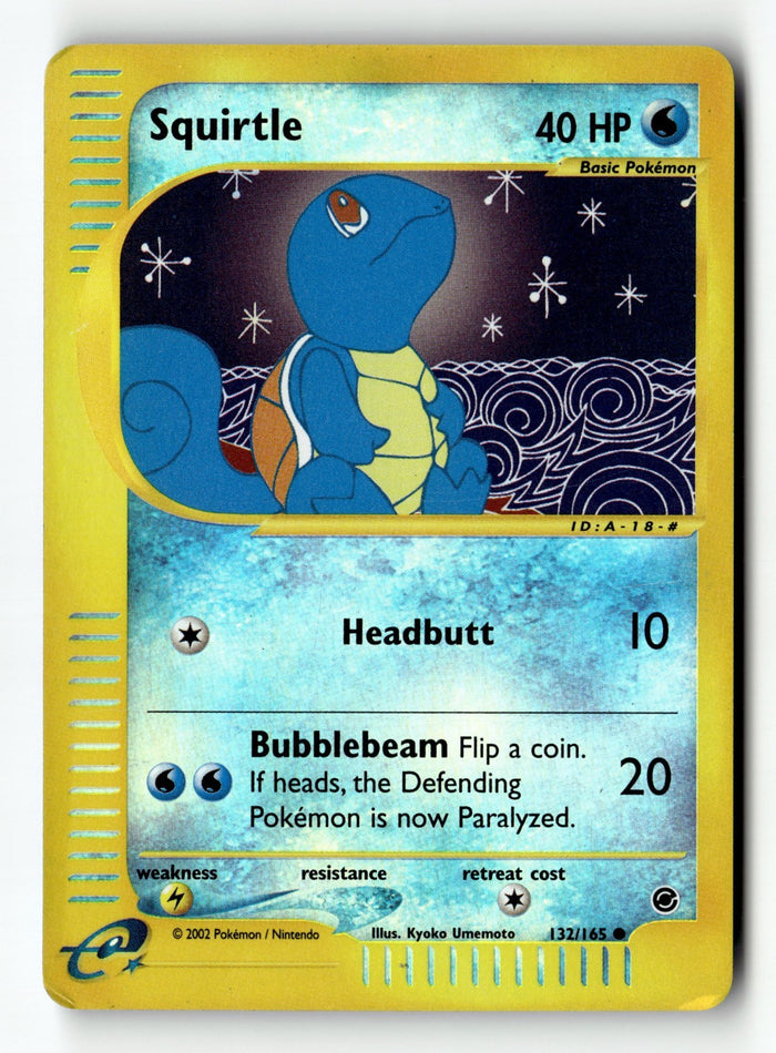 Pokemon Card Squirtle Expedition Reverse Holo Common 132/165 Light Play