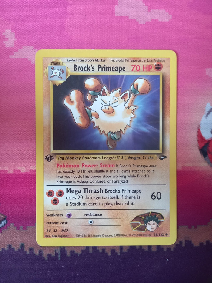 Pokemon Card Brock's Primeape Gym Challenge 1st Edition Uncommon 35/132 NM