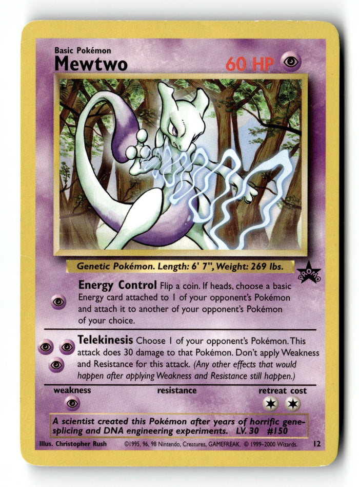 Pokemon Card Mewtwo WOTC Black Star Promo 12 Light Play
