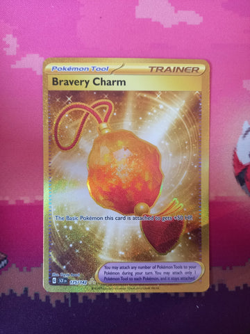 Pokemon Card Bravery Charm 175/142 Hyper Rare Stellar Crown Near Mint