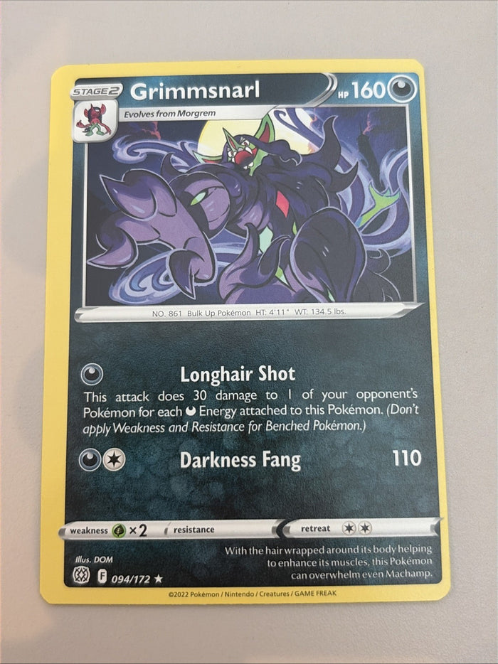 Pokemon Card Grimmsnarl Brilliant Stars 094/172 MISCUT Misprint Near Mint