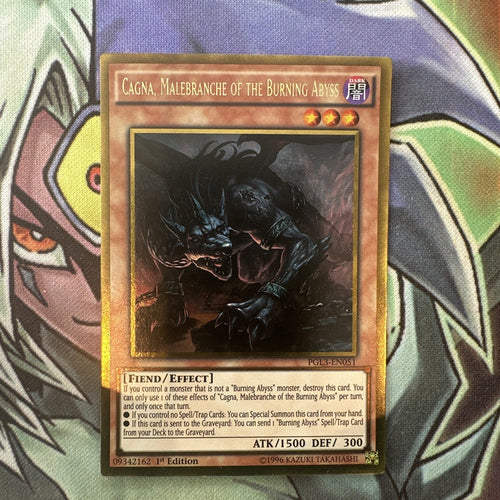 PGL3-EN051 Cagna, Malebranche Of The Burning Abyss Gold 1st Edition NM Yugioh