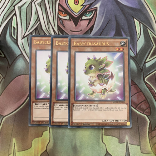 MGED-EN056 x3 Babycerasaurus Rare Excellent Condition Yugioh