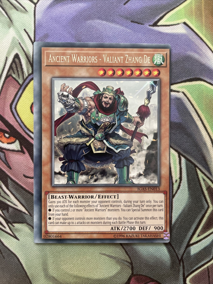 IGAS-EN013 Ancient Warriors - Valliant Zhang De MISCUT Rare Unlim Ed NM Yugioh