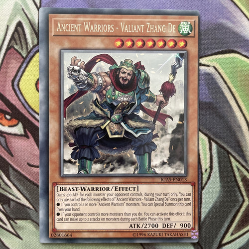 IGAS-EN013 Ancient Warriors - Valliant Zhang De MISCUT Rare Unlim Ed NM Yugioh
